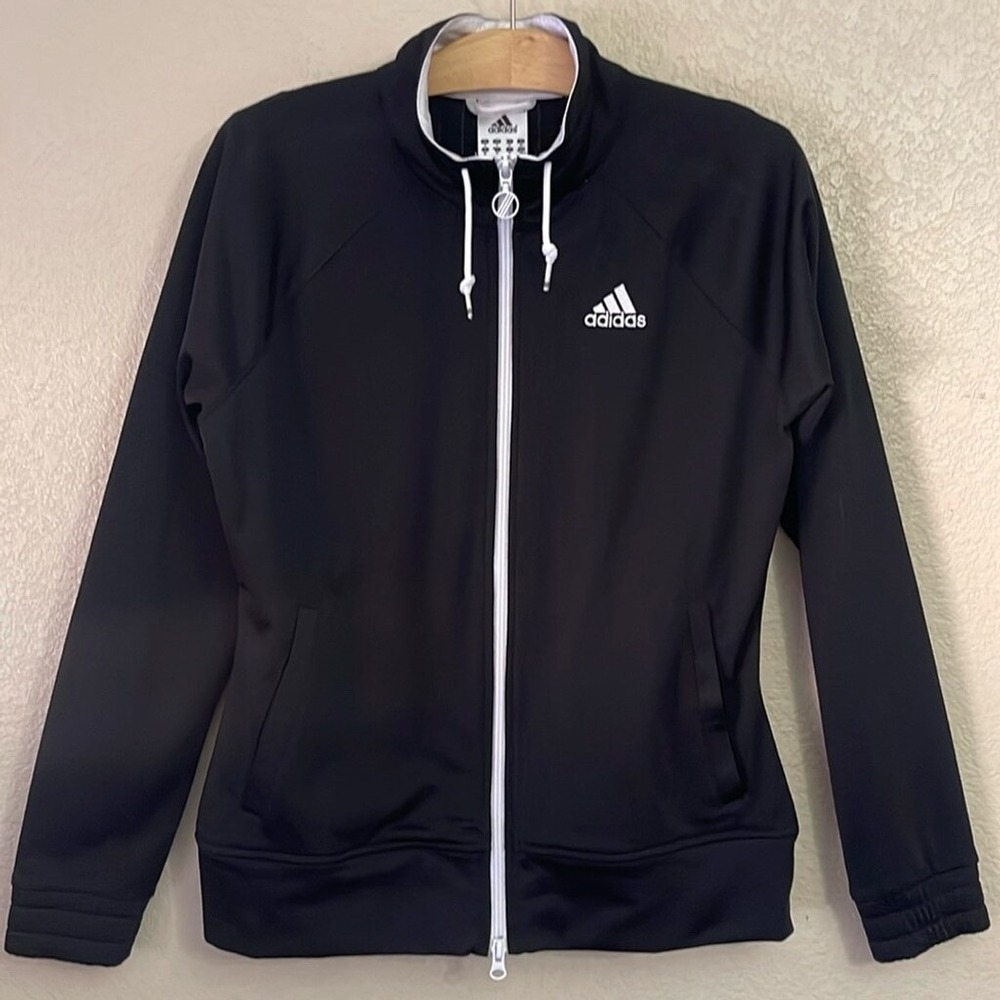 Adidas Track Jacket Full Zip Activewear Athletic Black Women's‎ Small